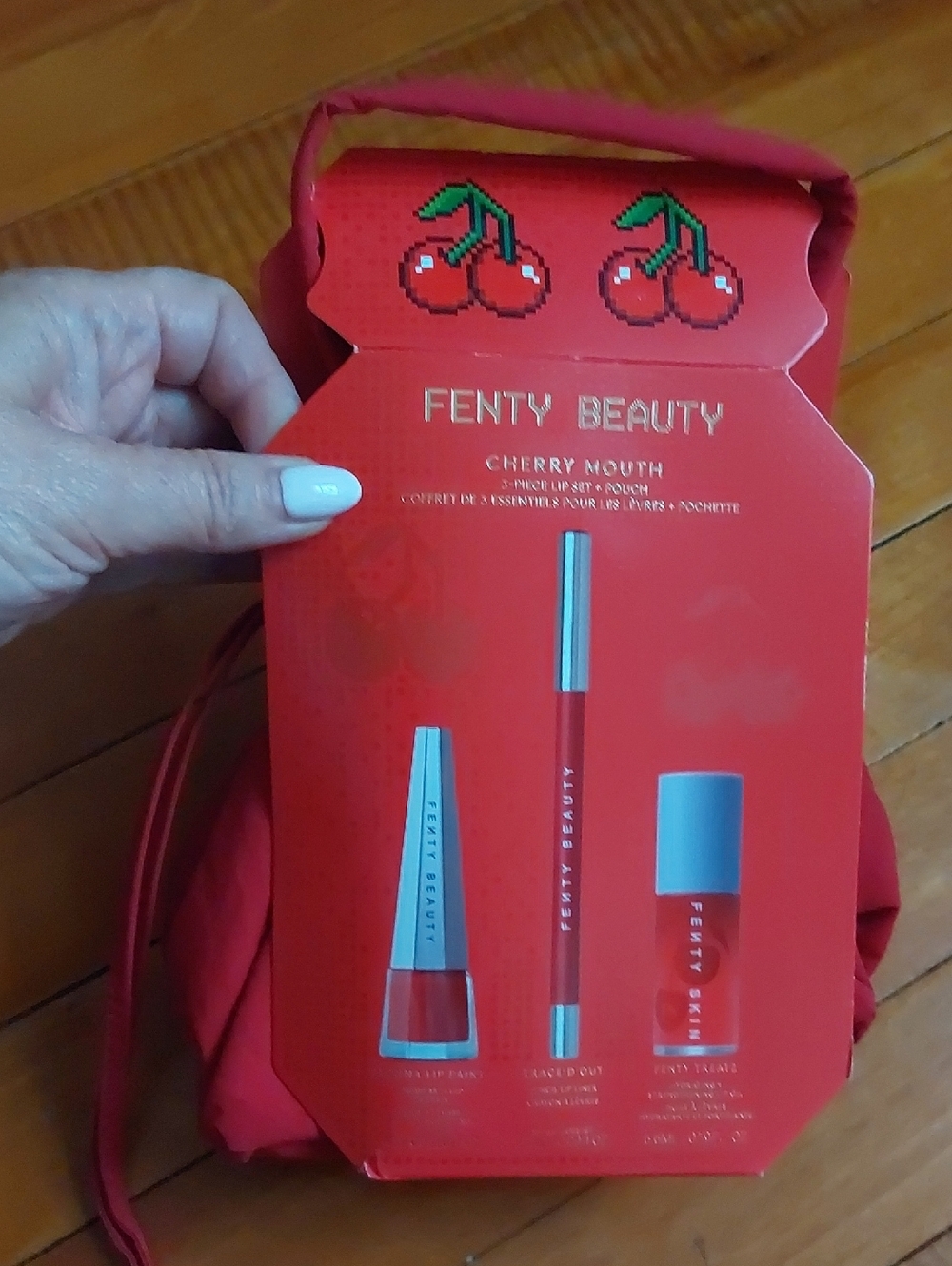 New Fenty Beauty Cherry Mouth 3pc Lip Set Red Oil Liner Color